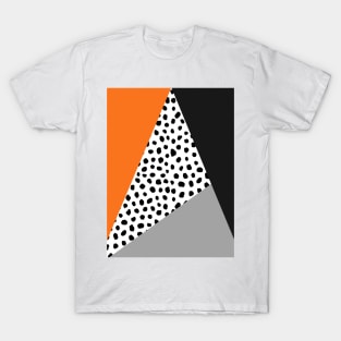 Geometric Polka Dot, Black, Orange and Grey T-Shirt